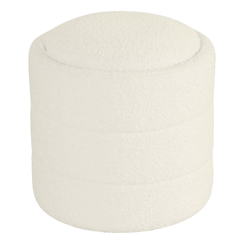 HomePop Round Transitional Fabric Upholstered Storage Ottoman in Cream