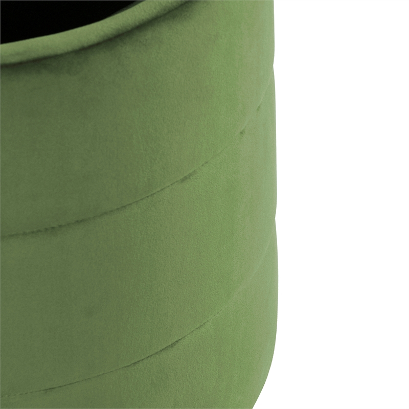 HomePop Round Transitional Velvet Upholstered Storage Ottoman in Forest Green