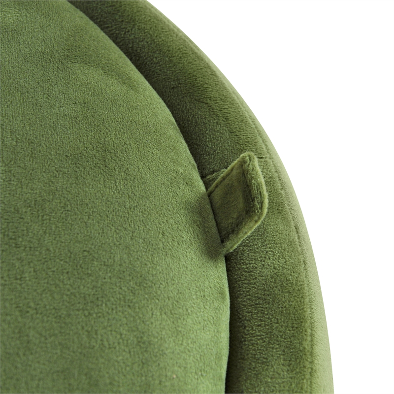 HomePop Round Transitional Velvet Upholstered Storage Ottoman in Forest Green