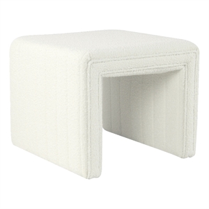 HomePop 16.5&quot Modern Fabric Decorative Ottoman in Cream Boucle