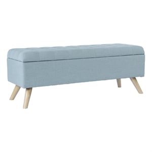 HomePop 18.5&quot Modern Fabric & Wood Tufted Storage Bench in French Blue