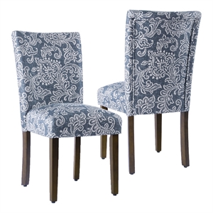 HomePop 21&quot Fabric Dining Chair in Blue Denim Jacobean Print (Set of 2)