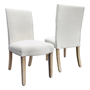 HomePop 20&quot Scalloped Detail Fabric Dining Chair in Cream (Set of 2)
