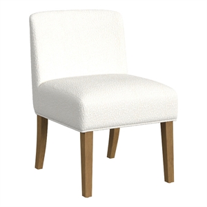 HomePop 20&quot Transitional Fabric Upholstered Dining Chair in Cream/Honey Oak