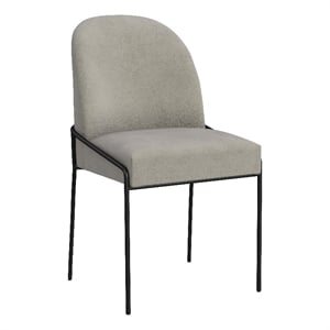 HomePop 20&quot Modern Velvet Fabric & Metal Dining Chair in Fawn Gray/Black