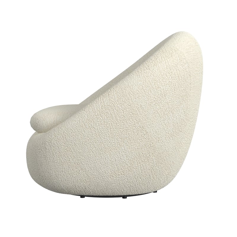 HomePop Modern Round Sherpa Fabric Swivel Chair in Creamy White