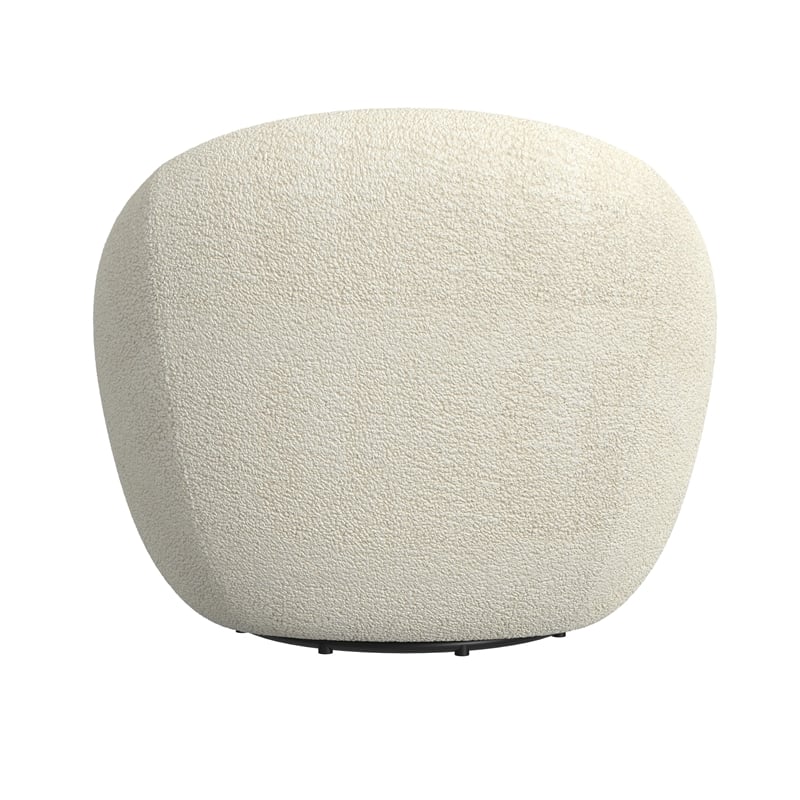 HomePop Modern Round Sherpa Fabric Swivel Chair in Creamy White