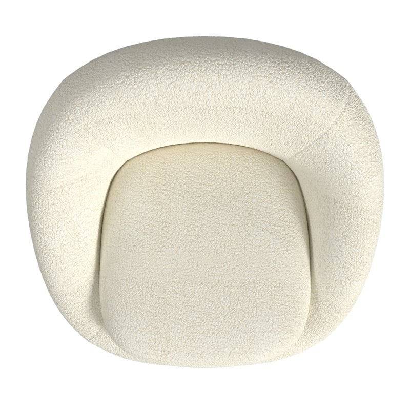 HomePop Modern Round Sherpa Fabric Swivel Chair in Creamy White