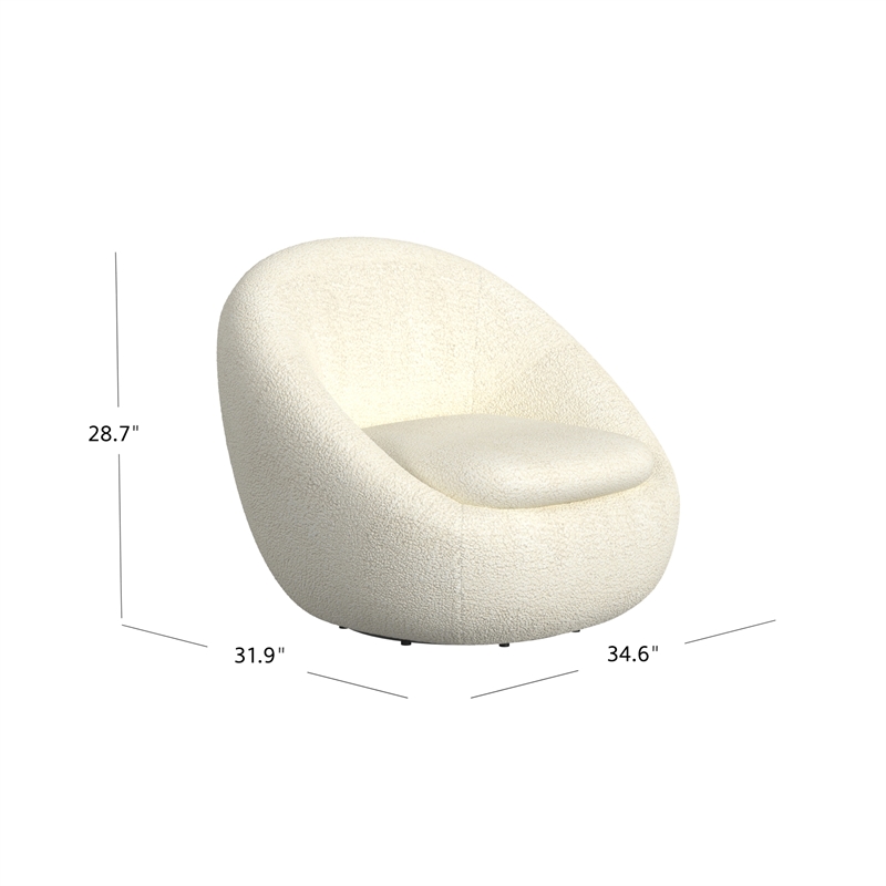HomePop Modern Round Sherpa Fabric Swivel Chair in Creamy White