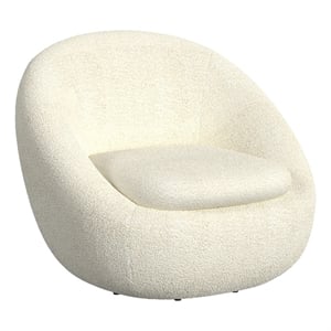 HomePop Modern Round Sherpa Fabric Swivel Chair in Creamy White