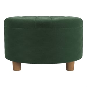 HomePop 17&quot Transitional Round Fabric Storage Ottoman in Loden Green