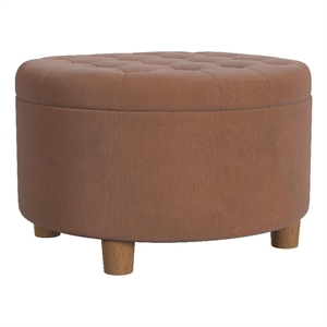 HomePop 17&quot Transitional Round Fabric Storage Ottoman in Spice Orange
