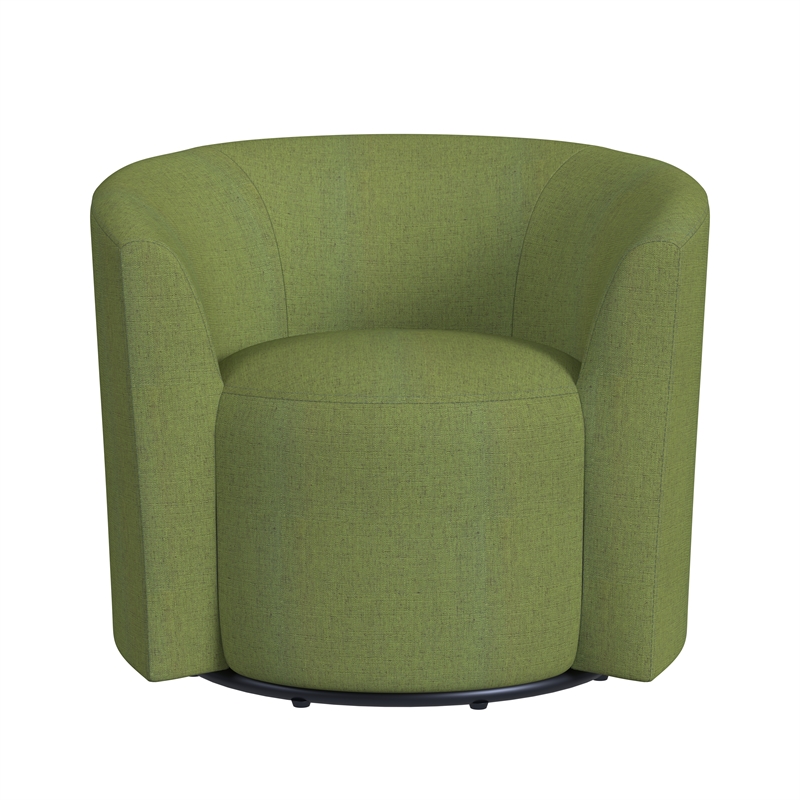 HomePop Traditional Fabric Upholstered Barrel Back Swivel Chair in Olive Green
