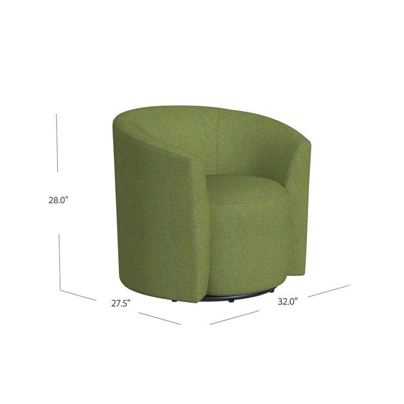 HomePop Traditional Fabric Upholstered Barrel Back Swivel Chair in Olive Green