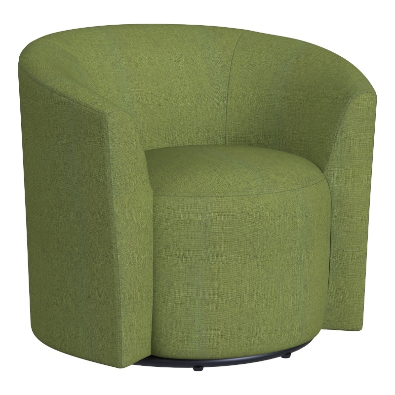 HomePop Traditional Fabric Upholstered Barrel Back Swivel Chair in Olive Green