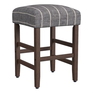 HomePop 25&quot Square Fabric Counter Stool in Gray/Navy Midnight Stripe