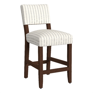 HomePop 26&quot Open Back Fabric Counter Stool in Cream with Black & White Stripe