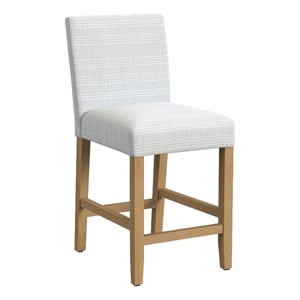 HomePop 25&quot Classic Upholstered Fabric Counter Stool in Cream Mini Grid Pattern