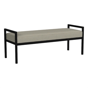 HomePop 17&quot Transitional Metal & Fabric Sherpa Bench in Fawn Beige