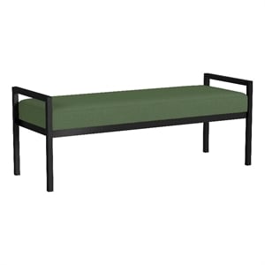 HomePop 17&quot Transitional Metal & Fabric Sherpa Bench in Loden Green