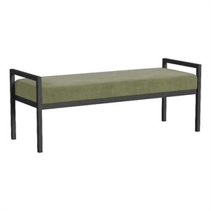 HomePop 17&quot Transitional Metal & Fabric Sherpa Bench in Light Sage Green