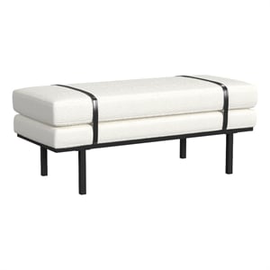 HomePop 18&quot Transitional Fabric & Metal Upholstered Bench Base in Cream