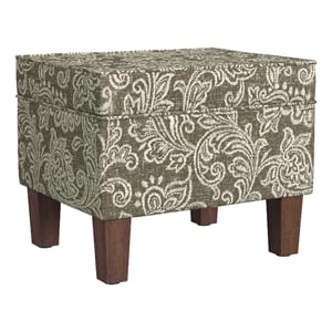 HomePop 18&quot Medium Fabric Storage Ottoman in Brown Jacobean Print