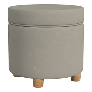 HomePop 18&quot Transitional Round Fabric Storage Ottoman in Fawn Gray