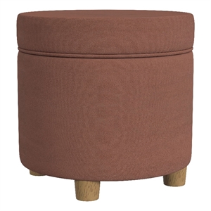 HomePop 18&quot Transitional Round Fabric Storage Ottoman in Spice Orange
