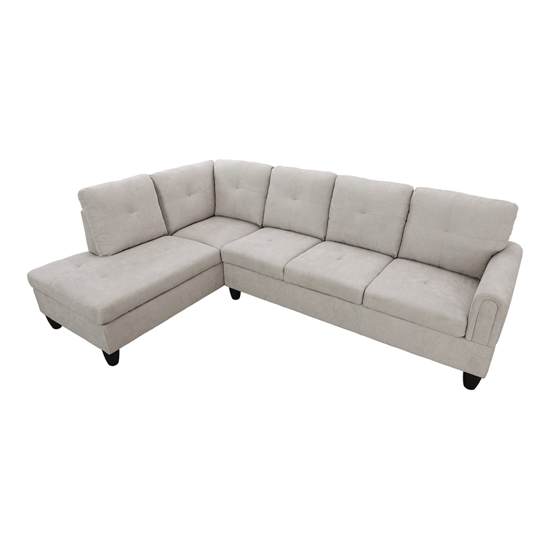 Star Home Living Marseille Linen Fabric Sectional Sofa Set in Gray