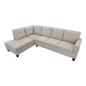 Star Home Living Marseille Linen Fabric Sectional Sofa Set in Gray