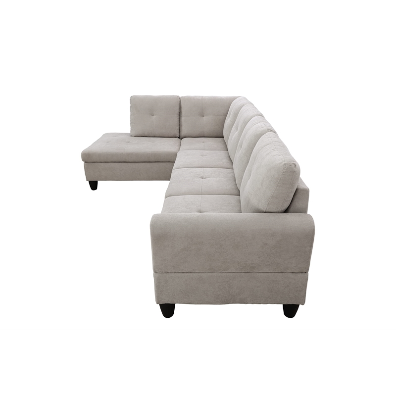 Star Home Living Marseille Linen Fabric Sectional Sofa Set in Gray