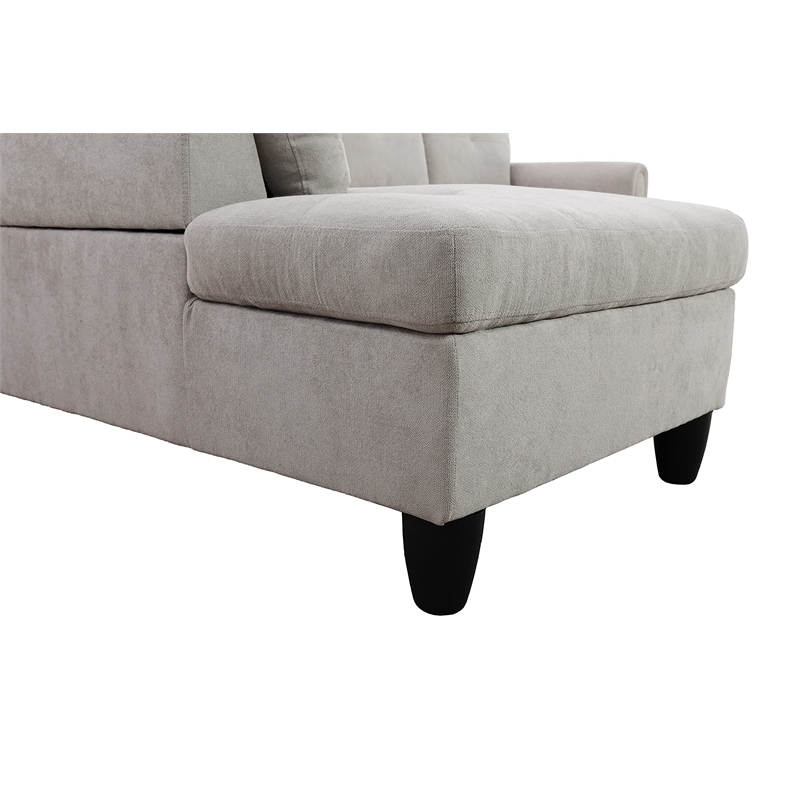 Star Home Living Marseille Linen Fabric Sectional Sofa Set in Gray