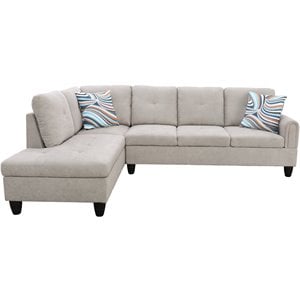 Star Home Living Marseille Linen Fabric Sectional Sofa Set in Gray