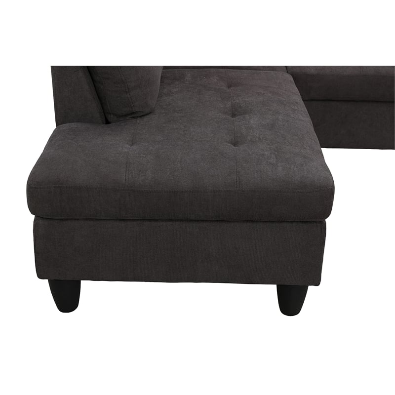 Star Home Living Marseille Linen Fabric Sectional Sofa Set in Dark Brown