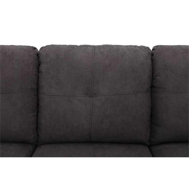 Star Home Living Marseille Linen Fabric Sectional Sofa Set in Dark Brown