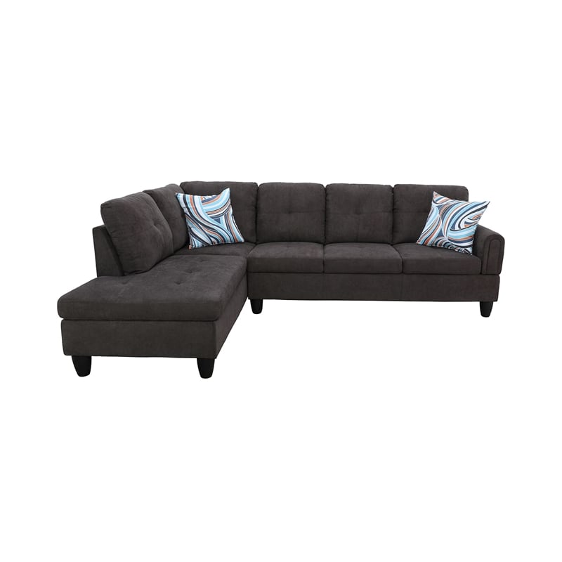 Star Home Living Marseille Linen Fabric Sectional Sofa Set in Dark Brown