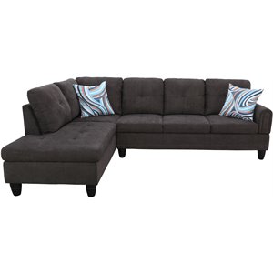 Star Home Living Marseille Linen Fabric Sectional Sofa Set in Dark Brown