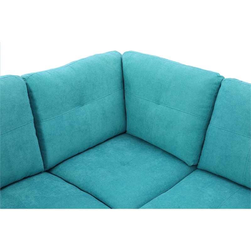 Star Home Living Marseille Linen Fabric Sectional Sofa Set in Green