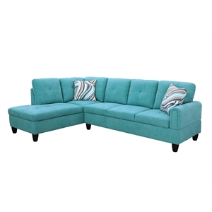 Star Home Living Marseille Linen Fabric Sectional Sofa Set in Green