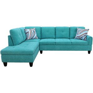 Star Home Living Marseille Linen Fabric Sectional Sofa Set in Green