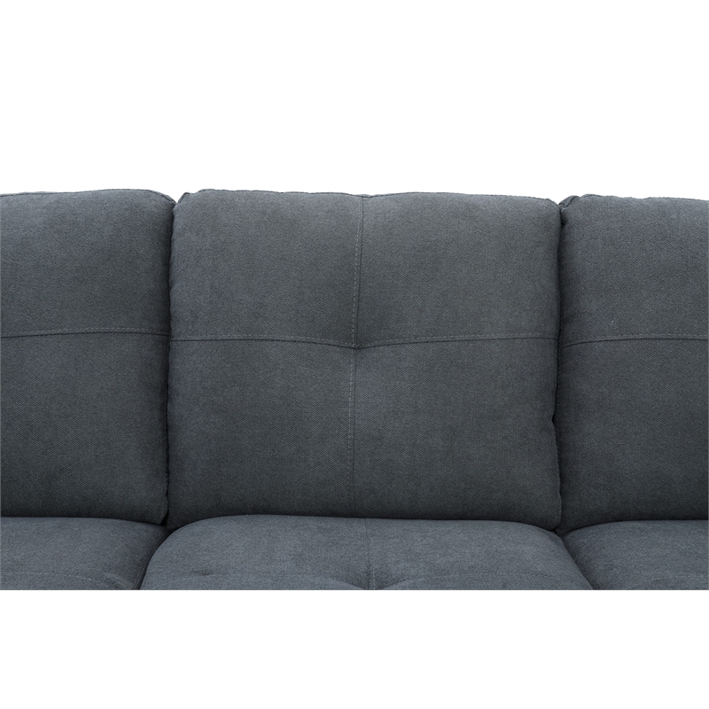 Star Home Living Marseille Linen Fabric Sectional Sofa Set in Dark Gray