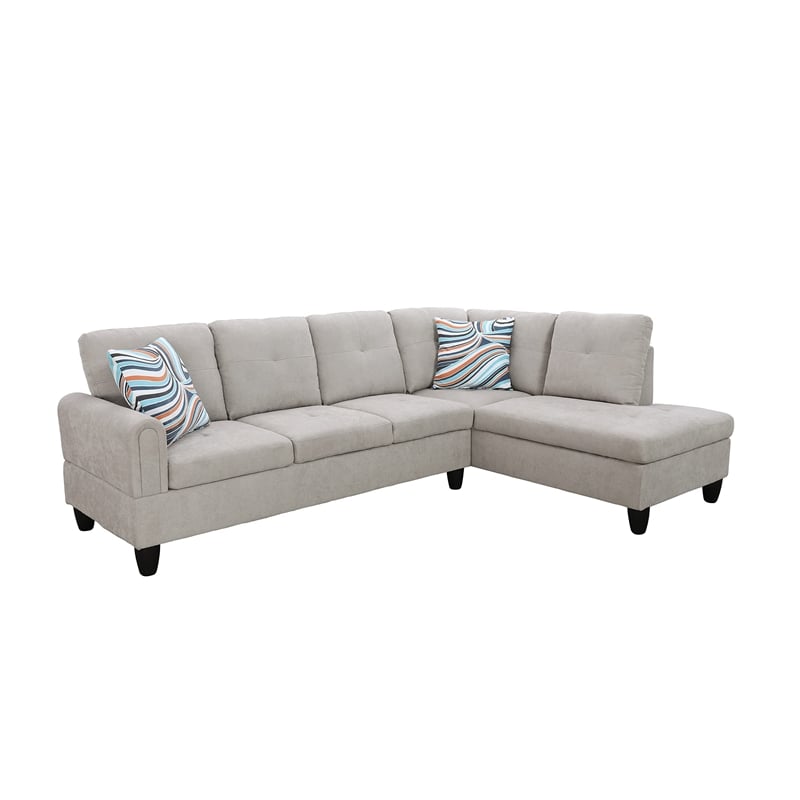 Star Home Living Puebla Linen Fabric Sectional Sofa Set in Gray