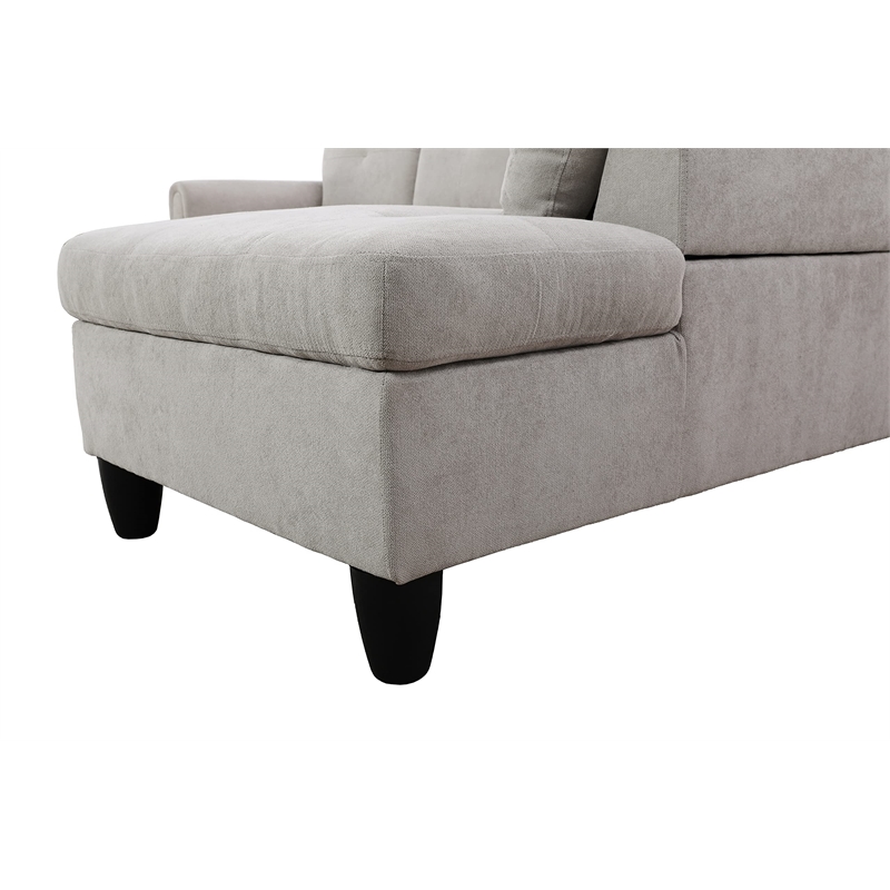 Star Home Living Puebla Linen Fabric Sectional Sofa Set in Gray