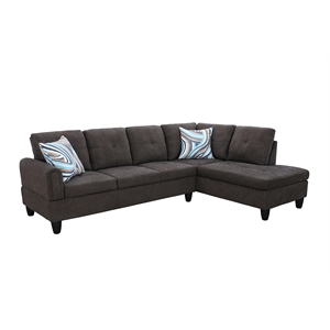 Star Home Living Puebla Linen Fabric Sectional Sofa Set in Dark Brown