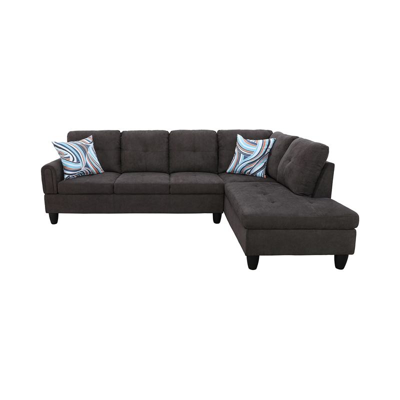 Star Home Living Puebla Linen Fabric Sectional Sofa Set in Dark Brown