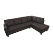 Star Home Living Puebla Linen Fabric Sectional Sofa Set in Dark Brown