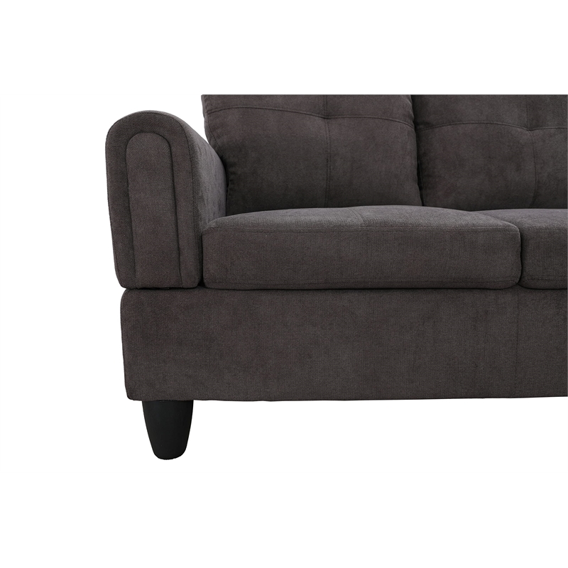 Star Home Living Puebla Linen Fabric Sectional Sofa Set in Dark Brown