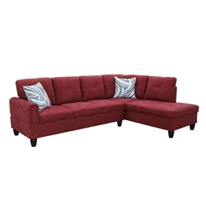 Star Home Living Puebla Linen Fabric Sectional Sofa Set in Red