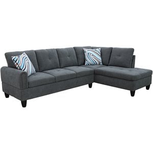 Star Home Living Puebla Linen Fabric Sectional Sofa Set in Dark Gray